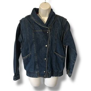 Kaleidoscope Vintage 80s Blue Denim Jacket with Zip Off Sleeves